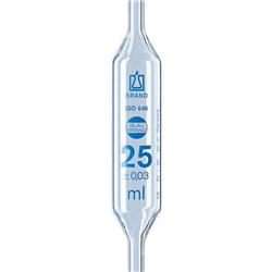 Bulb pipettes, 25ml, BLAUBRAND® class AS, 1 mark, blue printed scale, AR-GLAS®, DE-M / PK 6