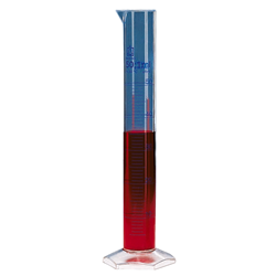 Graduated cylinder, tall form, 100ml, PMP, 1ml grad. in blue / PK 2