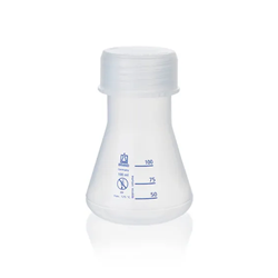 Erlenmeyer flask, wide neck, PP, 250 ml, with screw cap GL45/PK 6