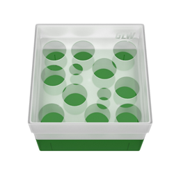 Freezer Box PP Green 10 Plus 2 wells 130x130x95mm