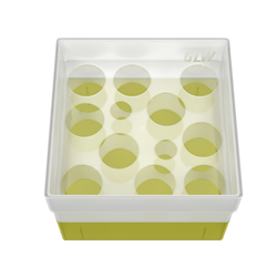 Freezer Box PP Yellow 10 Plus 2 wells 130x130x95mm