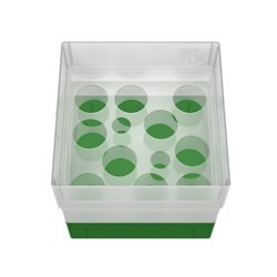 Freezer Box PP Green 10 Plus 2 wells 130x130x125mm