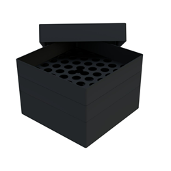 Freezer Box PP Black box and lid for 13mm dia. tubes 52 well