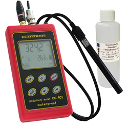 Hand held conductivity meter CC-401 w polymer bodied ECF-1T EC sensor with ATC built-in.