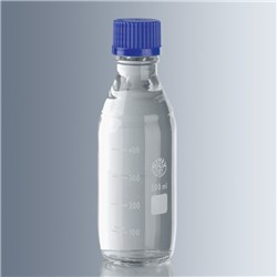 Lab bottles, 50 ml, borosilicate glass, clear, grad., GL 32 cap, PP / PK 10