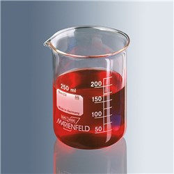 MAR4110007 - Beaker 250ml Low Form borosilicate glass / PK 10