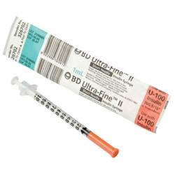 BD Ultra-Fine II Insulin Syringe 0.5ml, 29g (0.33mm) x 12.7mm 100s