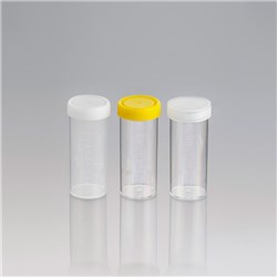 Container 120ml PS Sterile (Gamma) Flat Bottom (Yellow Screw Cap) / PK 264
